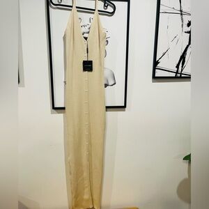 JLUXLABEL Cream Button-Front Maxi Dress